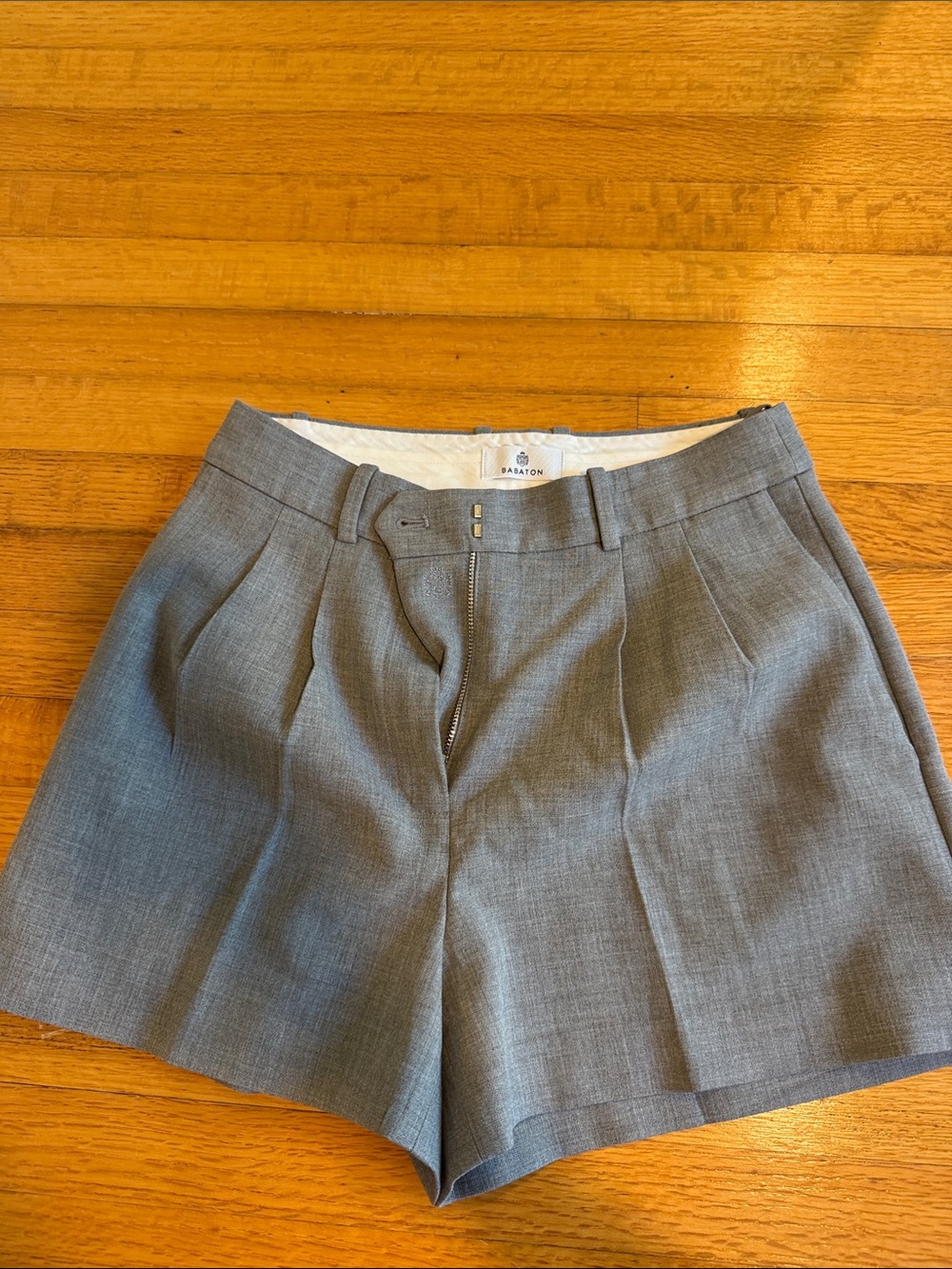Aritzia Babaton Gray Pleated High-Rise Women's Shorts